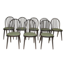 Lot de 8 chaises de restaurant vintage en hêtre laqué noir 1970s