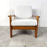 Vintage pine wood armchair, 1960s