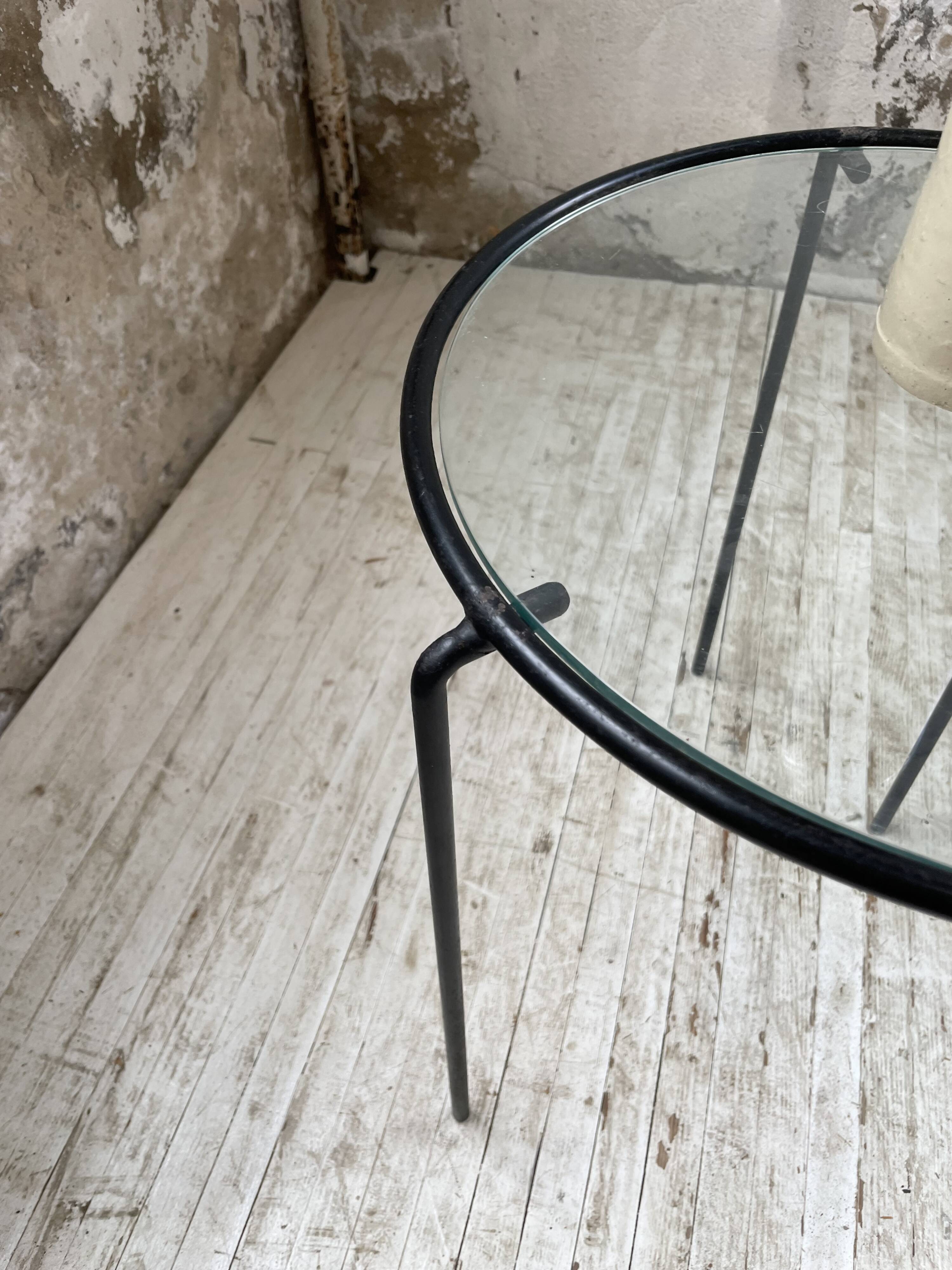 50s metal and glass nesting coffee tables