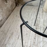 1950s metal and glass nesting coffee tables