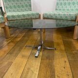 Coffee table in metal and smoked glass from the 70s