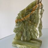 Sculpture  Visage Indien en Onyx Vert
