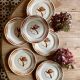 Set of 6 vintage flat plates in iron earth, Paradis de Badonvillier models