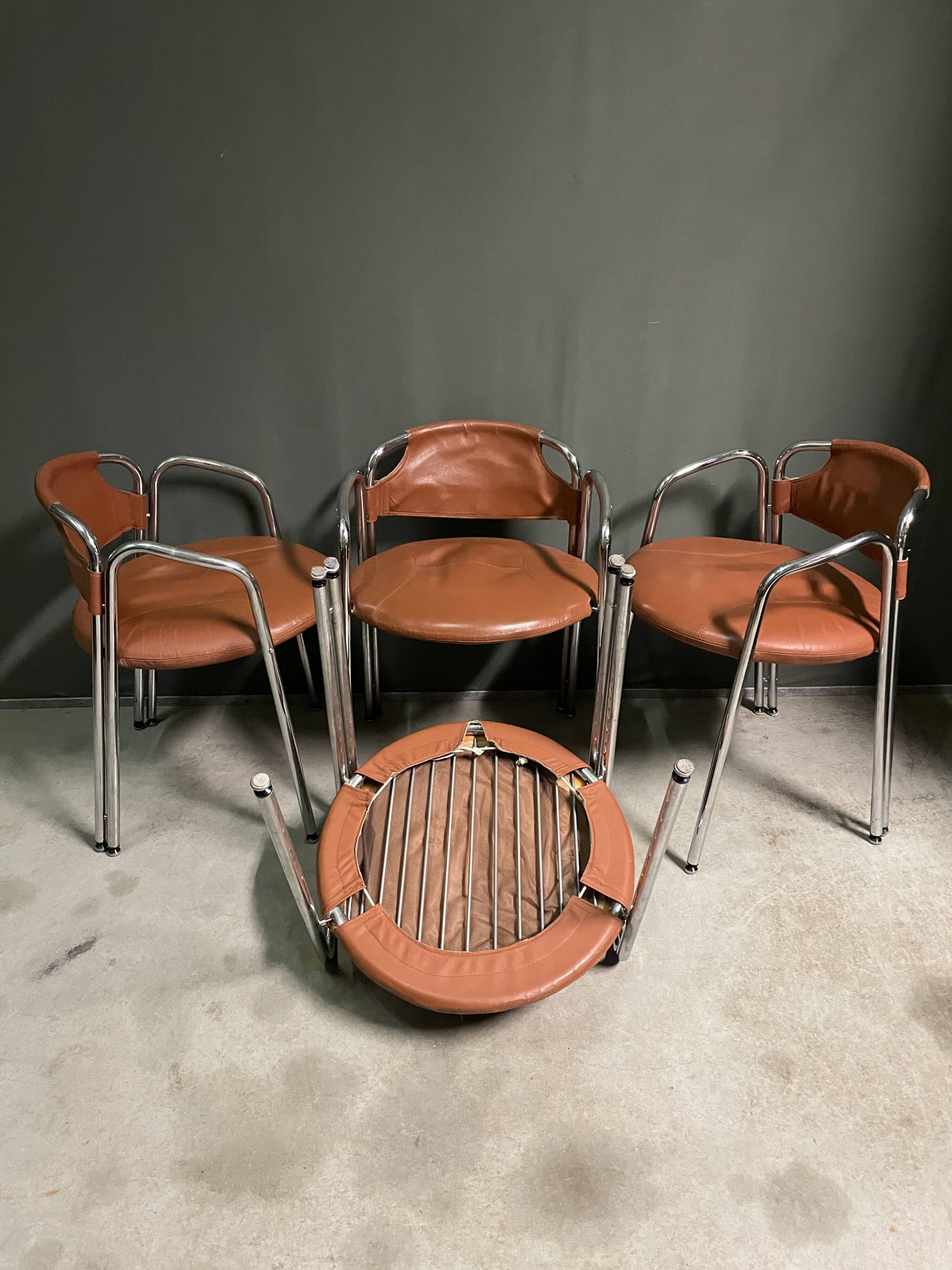 Set of 4 Italian designer chairs 1970's