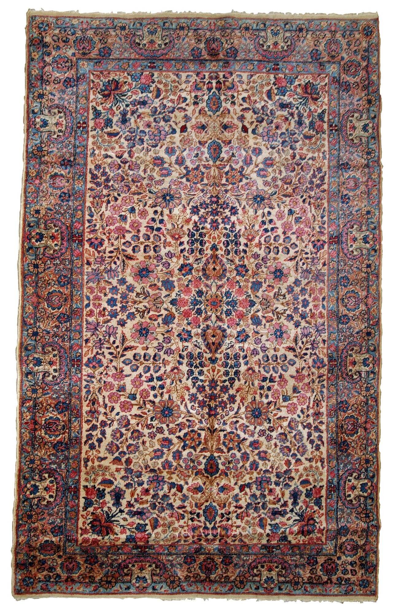 Handmade antique Persian Kerman rug 128cm x 210cm 1920s