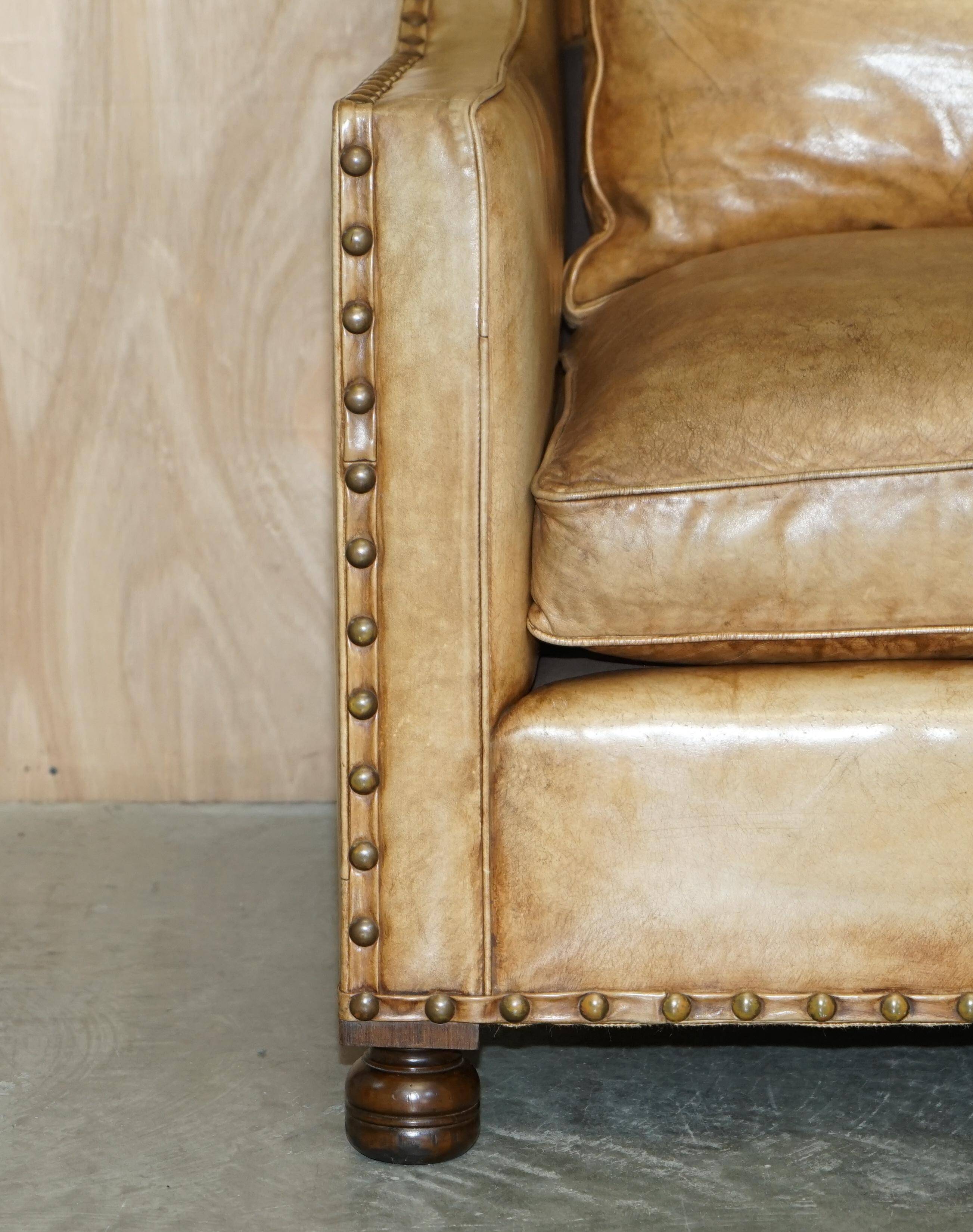 Edwardian Style Leather Two-Seater Sofa with Studs
