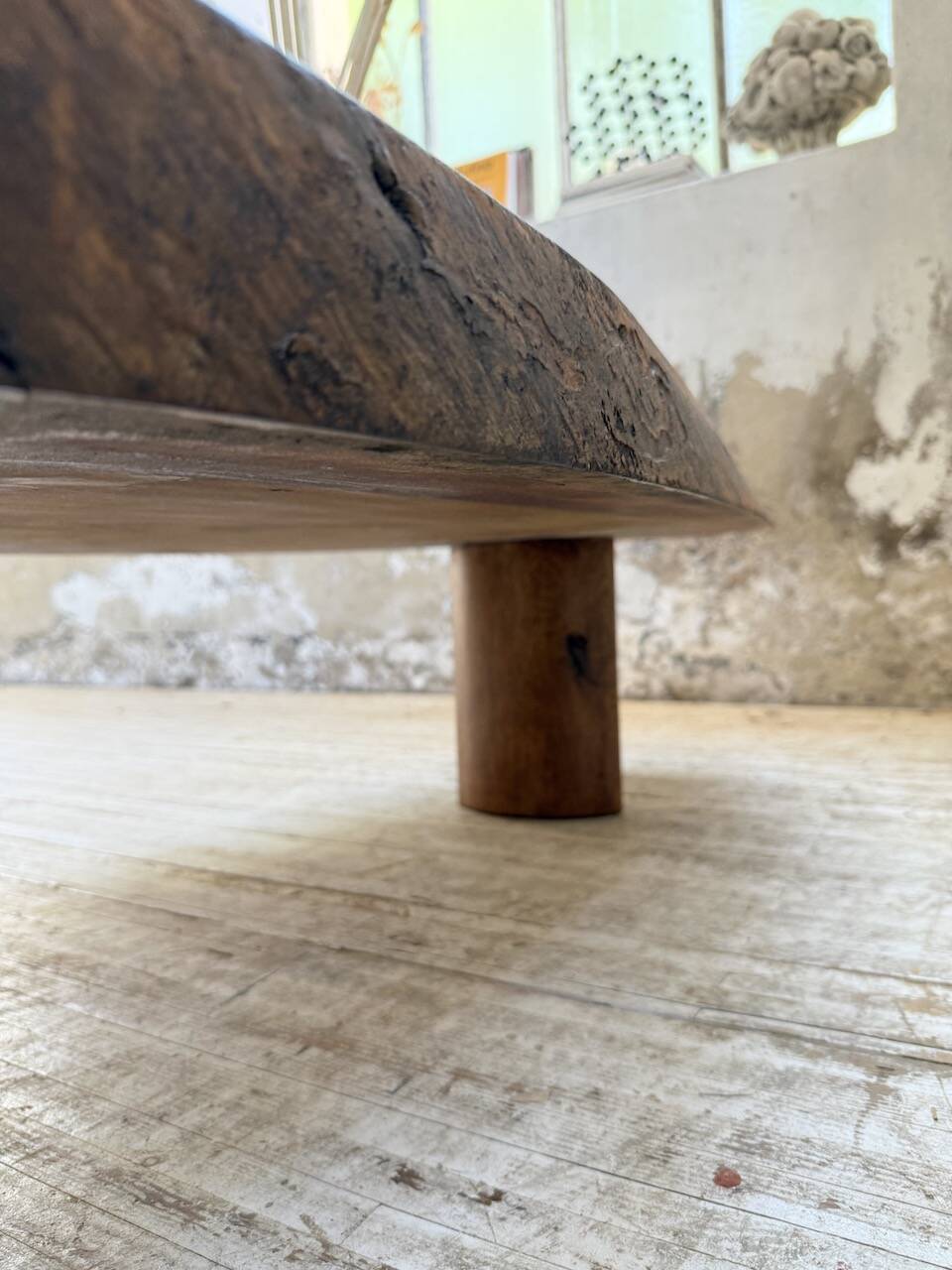 Table basse années 50 plateau bois exotique XXL