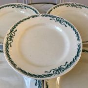 set of 5 large flat plates in Terre de Fer Longchamp model Belleville late 19th century