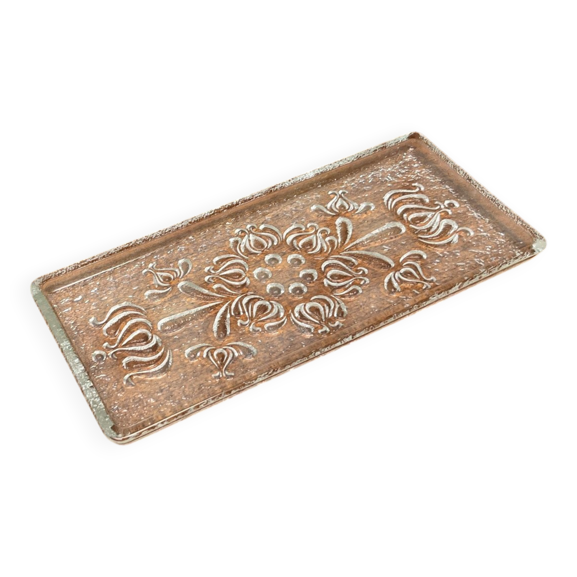 Vintage German floral glass cake plate by Walther Glas, 1970s.