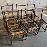 Set of 6 brown rattan chairs