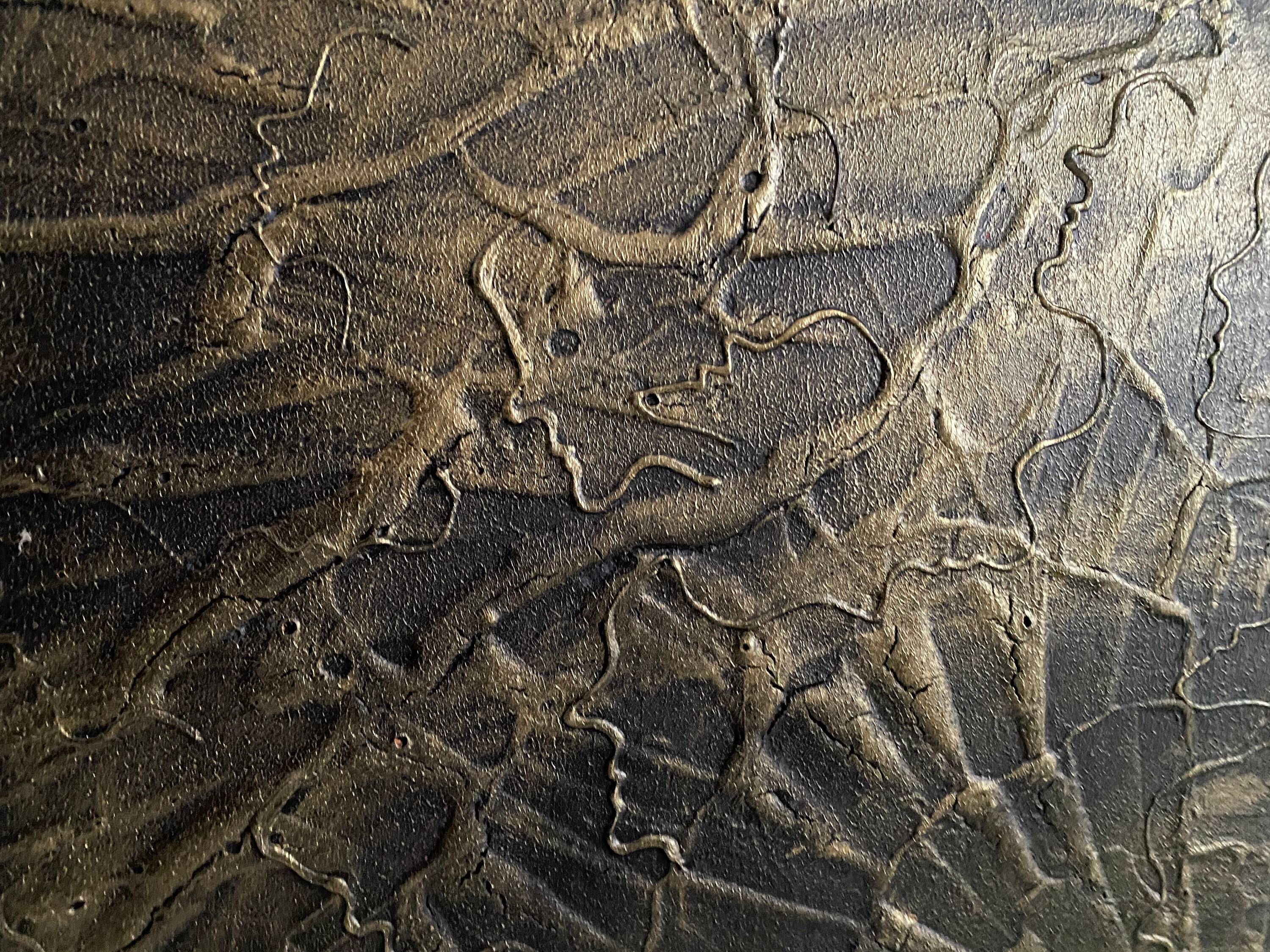 Large original and unique bronze relief painting "humanis" 61x