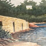 Daloni, pair of watercolors of the Mediterranean seaside, 20th century frame