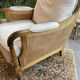 Sofa and armchair in cane and wood by Jean Roche