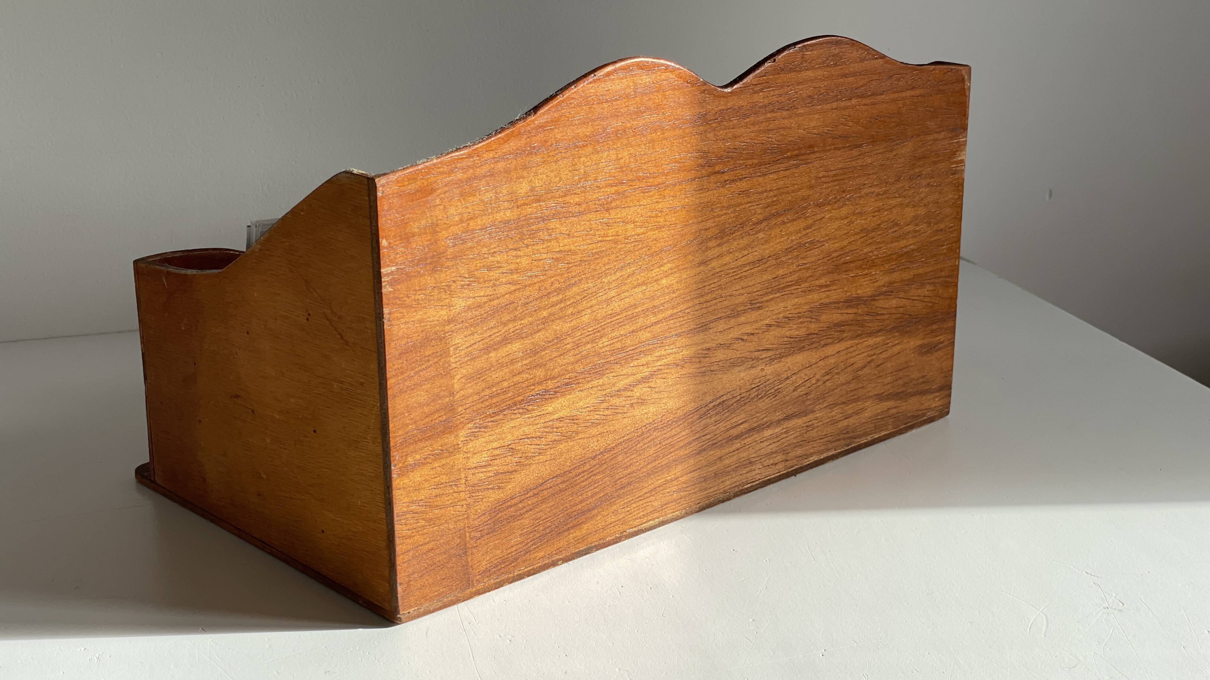 Porte courrier de bureau vintage en bois