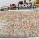 8x12 handmade orange foloral turkish rug 383x257cm