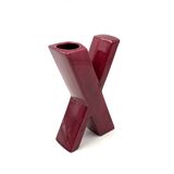 Space age red X letter shaped solifleur vase, Marcel Radureau France 1970