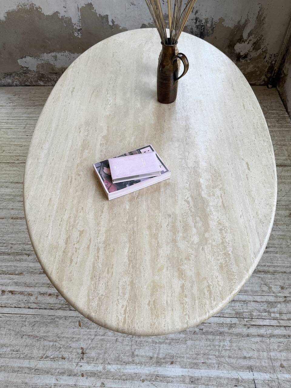 Travertine dining table 1970 Italy Tobia Scarpa