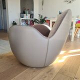 2 fauteuils cuir et alcantara Roche bobois