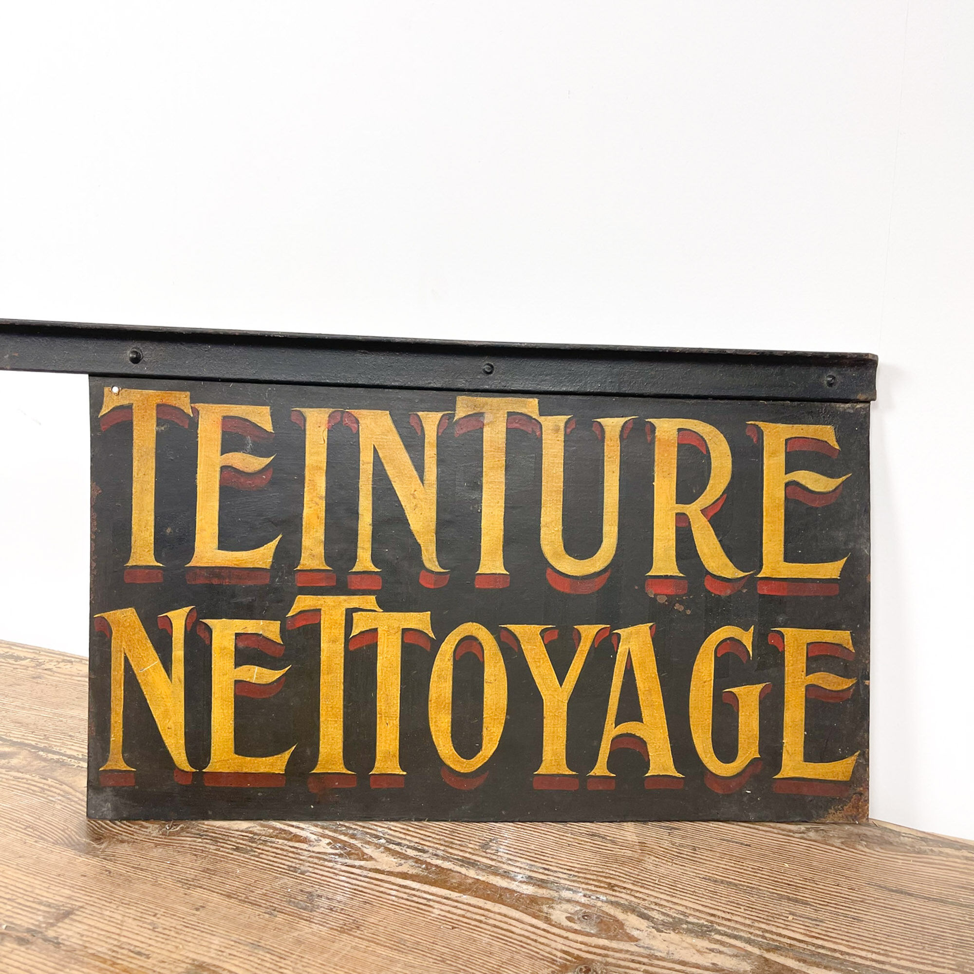 Antique french handpainted shop sign Teinture Nettoyage