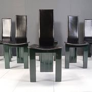 Copy of set of 6 Italian leather and green lacquer dining chairs, 1980s