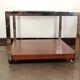 Designer coffee table on wheels, chrome, rosewood and glass from Denisco made in Italy 1970