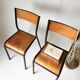 Pair vintage school chairs