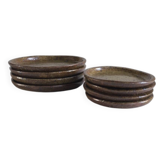 Set of 8 pyrite stoneware plates