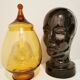 Apothecary pot, vintage XXL candy in 70s amber glass