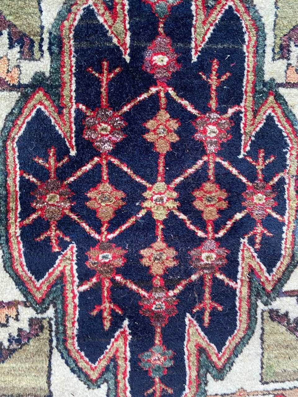 Handmade ancient Persian mazlaghan carpet