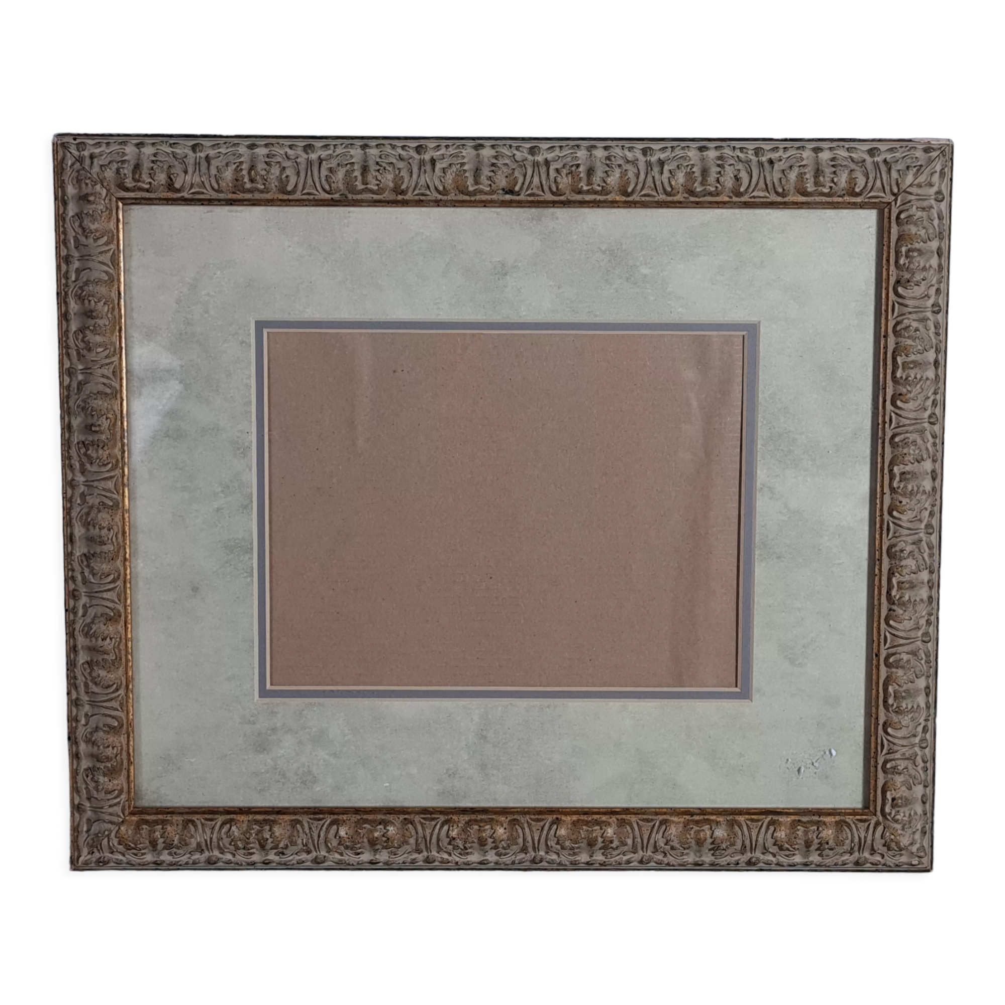 Cadre bois stuc cérusé 38x31 feuillure 33x27cm
