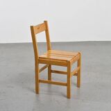Set of six solid pine chairs by Maison Regain