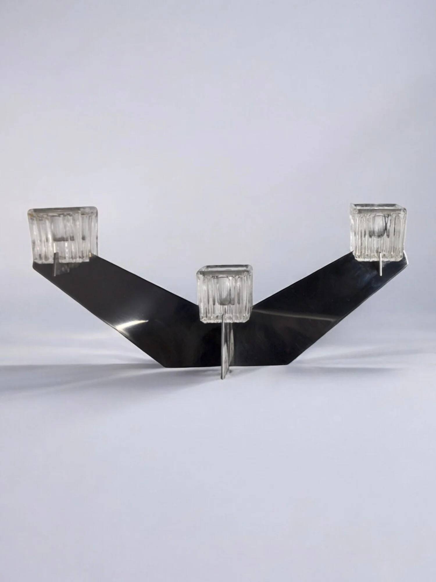 Peill & Putzler candelabra, glass and metal, Germany, 1970
