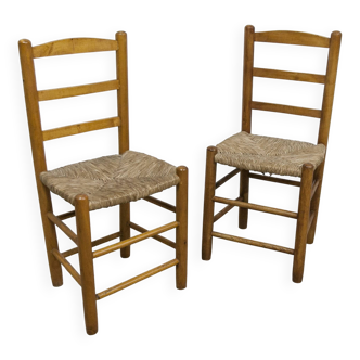 Pair of rustic chairs in solid ash