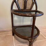 Half moon rattan bedside table