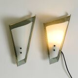 Pair of beautiful mint green Mid Century Modern perforated sheet metal wall