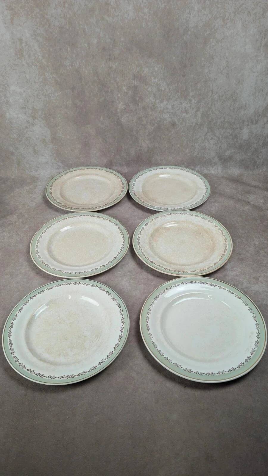 Set of 6 vintage Saintonge flat plates – semi-porcelain