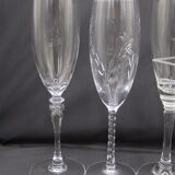 Set of 6 mismatched champagne flutes