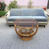 Vintage rattan coffee table 1970