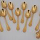 Christofle Marly gold, 10 mocha spoons, coffee, 10 cm + gold metal sugar tongs