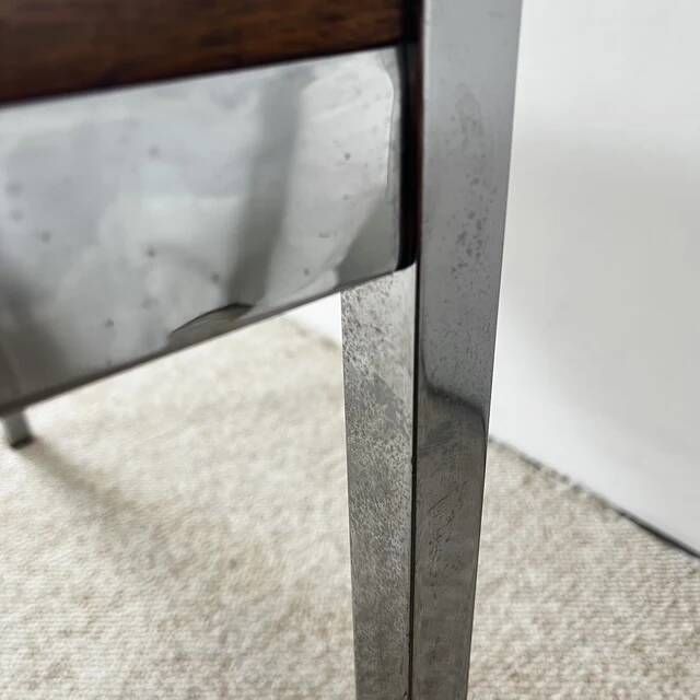 XL Midcentury modern coffee table in metal, rosewood and Arabescato marble, Italy, 1970.