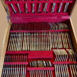 1960s bamboo brass cutlery set