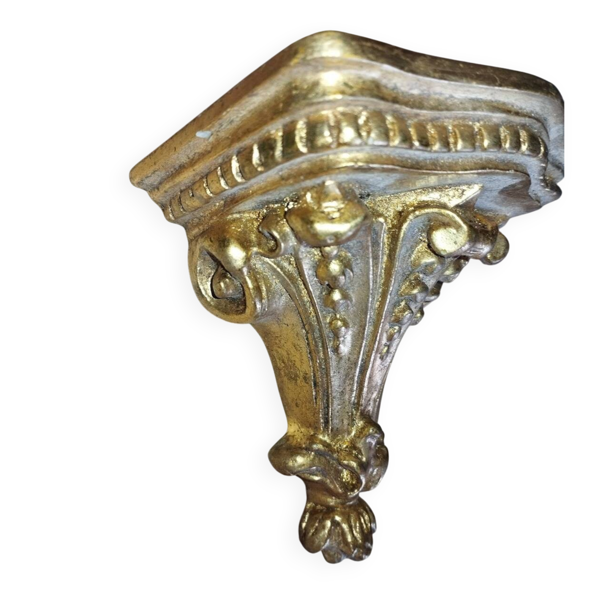 Small wall console in rockwork – patinated gold decor, Louis XV style