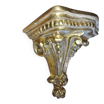 Small wall console in rockwork – patinated gold decor, Louis XV style