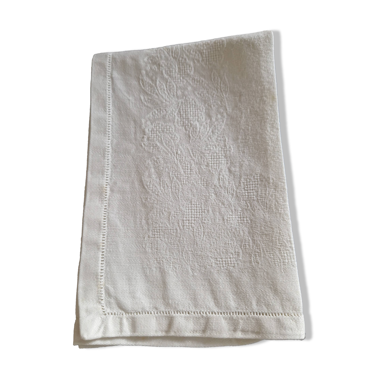 10 white damask cotton napkins