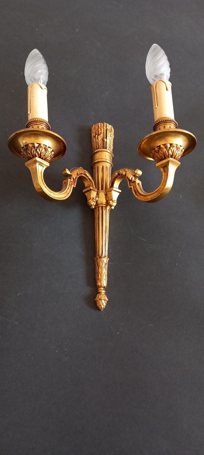 3 appliques murale bronze doré