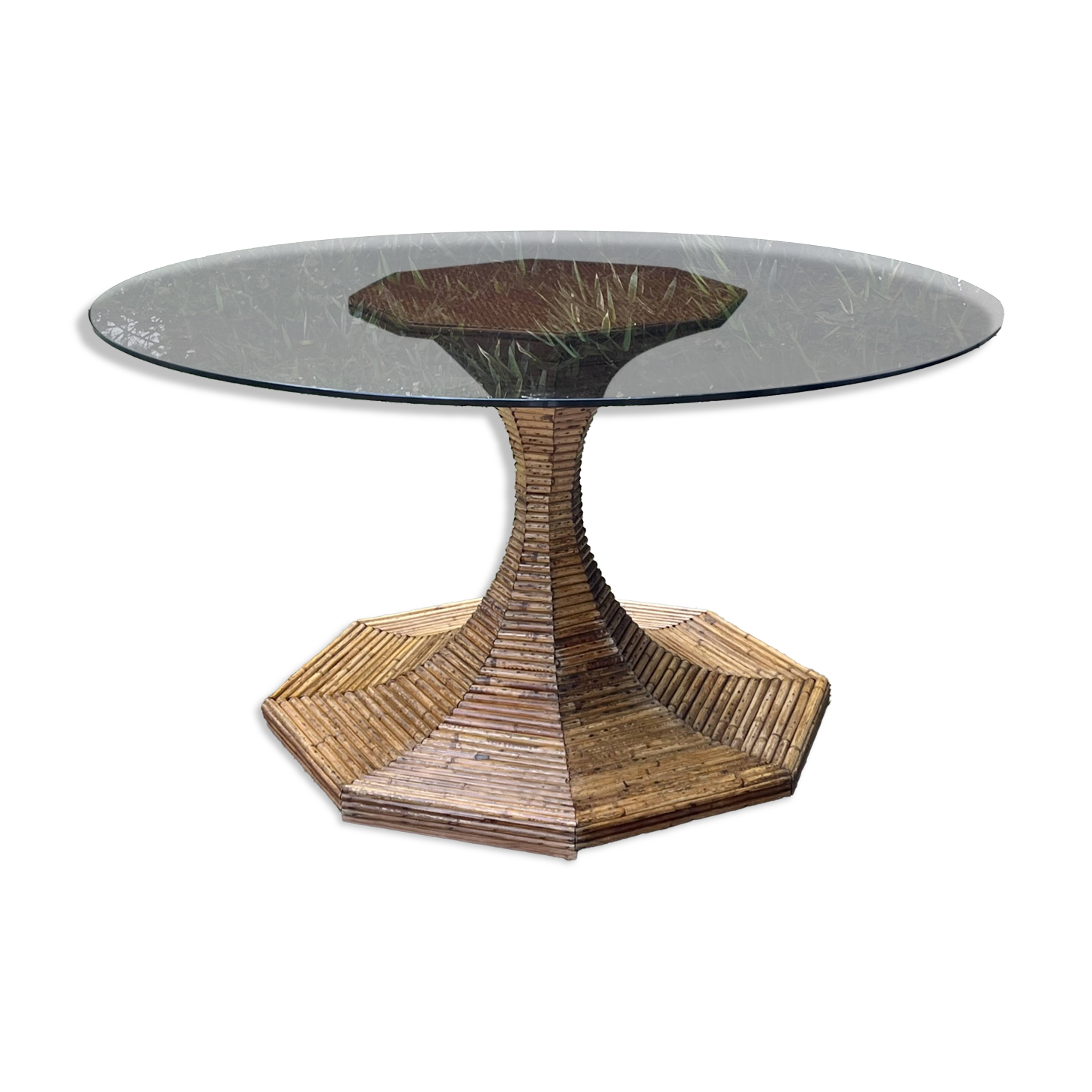 Vivai del Sud rattan bamboo table from the 70s