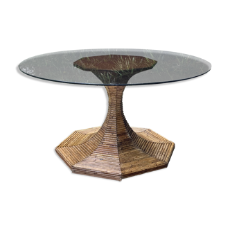 Table bambou rotin Vivai del Sud des années 70