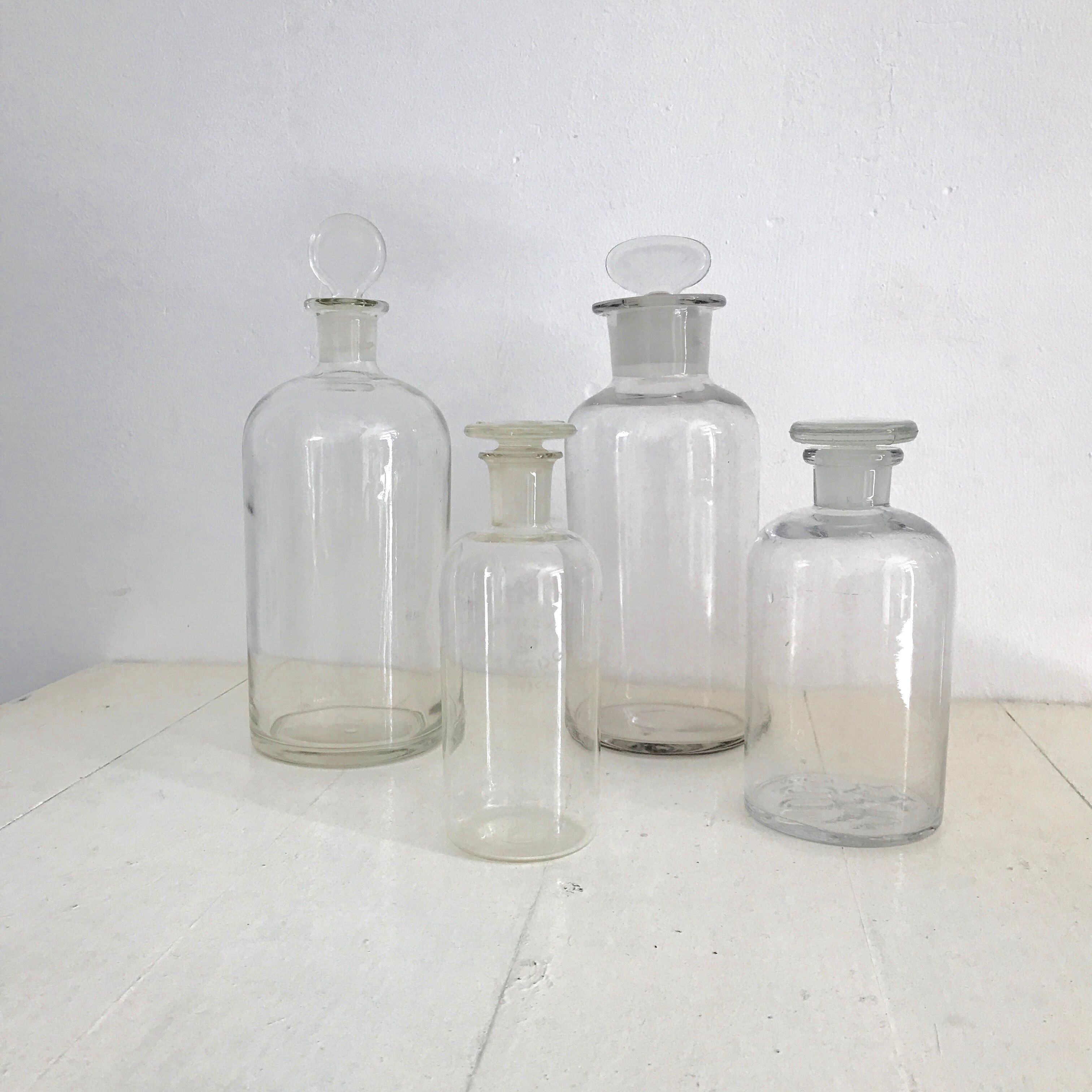 Antique glass pharmacy bottles