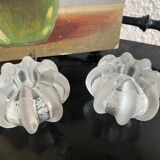 Set of 2 reversible molded glass candle holders