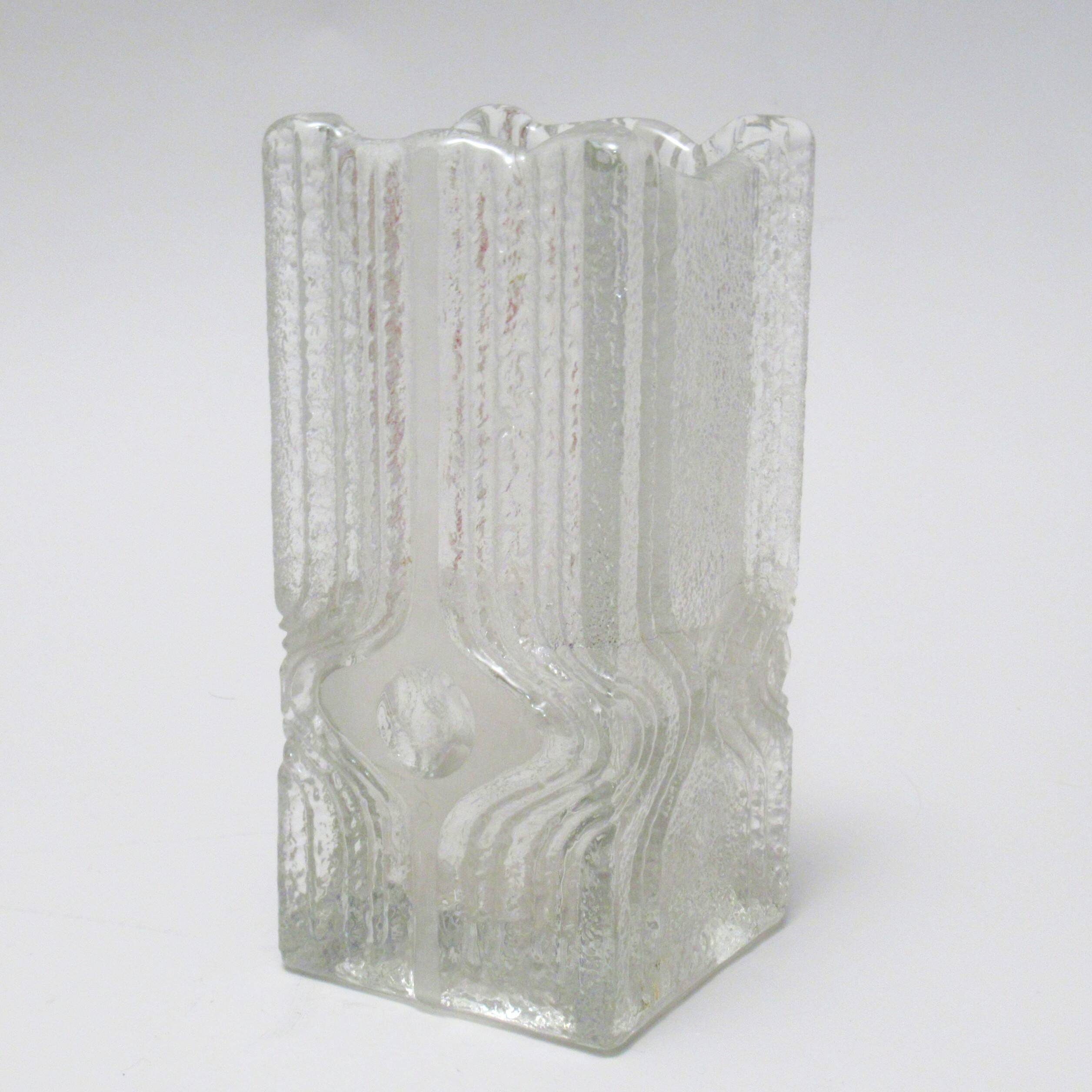 Brutalist moulded glass vase from the 1970s.